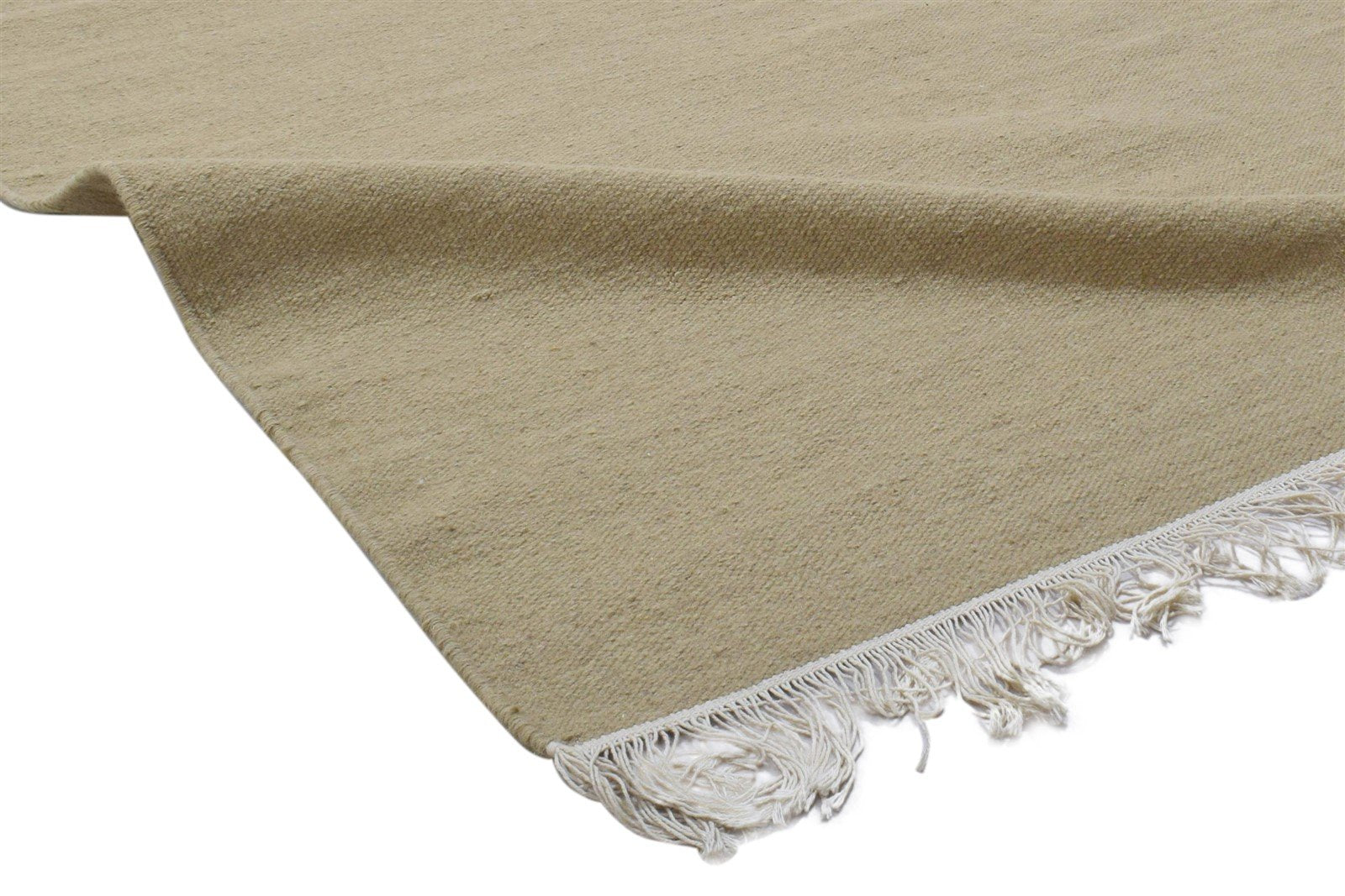 Gabey Beige Wool Rug 5' X 8' Modern Dhurrie Scandinavian Solid   7860701102229