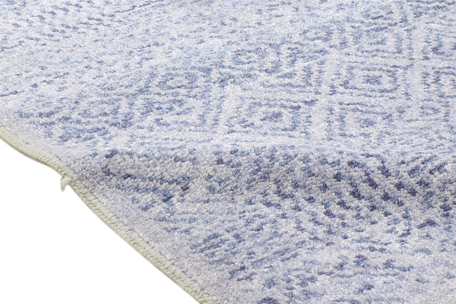 Georgetta Hand Knotted Blue Wool / Silk Rug Modern Scandinavian Trellis Carpet 7864118280341