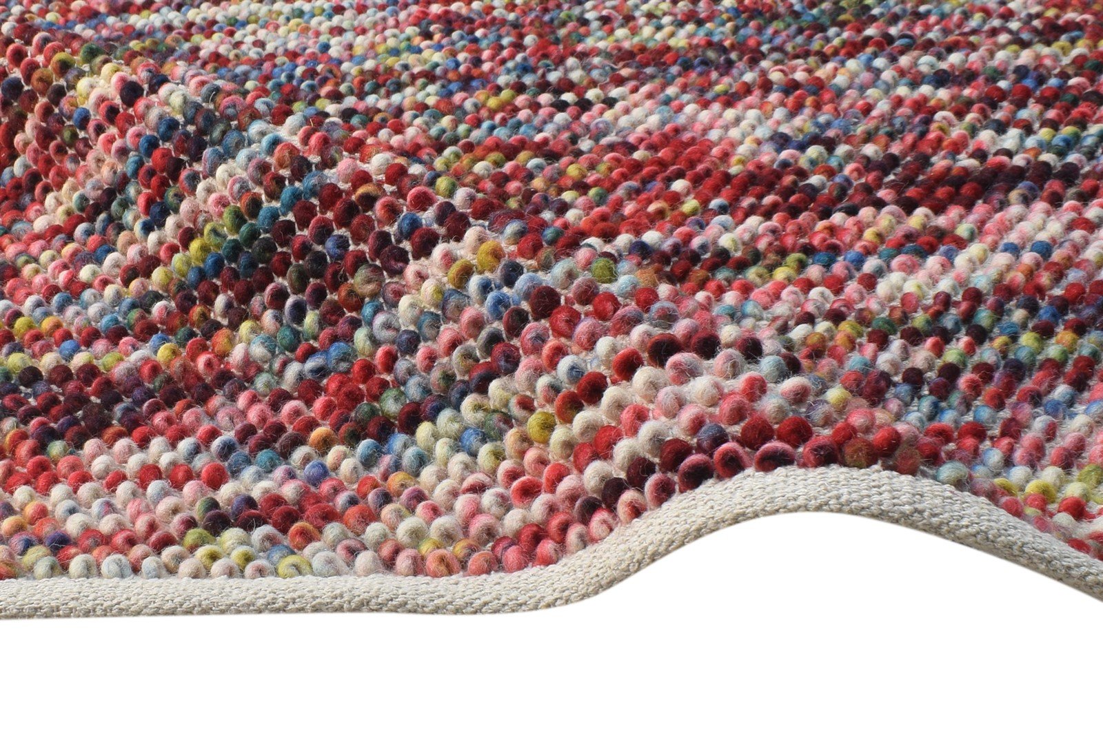 Gerladina Red Wool Rug 4' X 6' Modern Dhurrie Bohemian Polka Dots 7865129042069