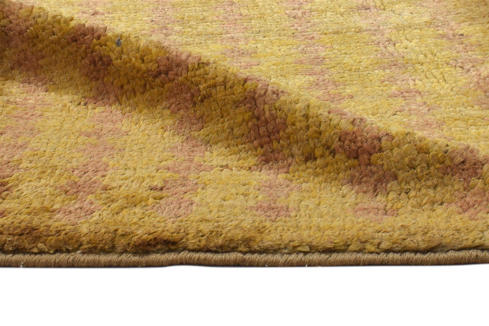 Gold Jute Rug 2' X 3' Modern Hand Knotted Scandinavian Striped Small Carpet 7864100913301