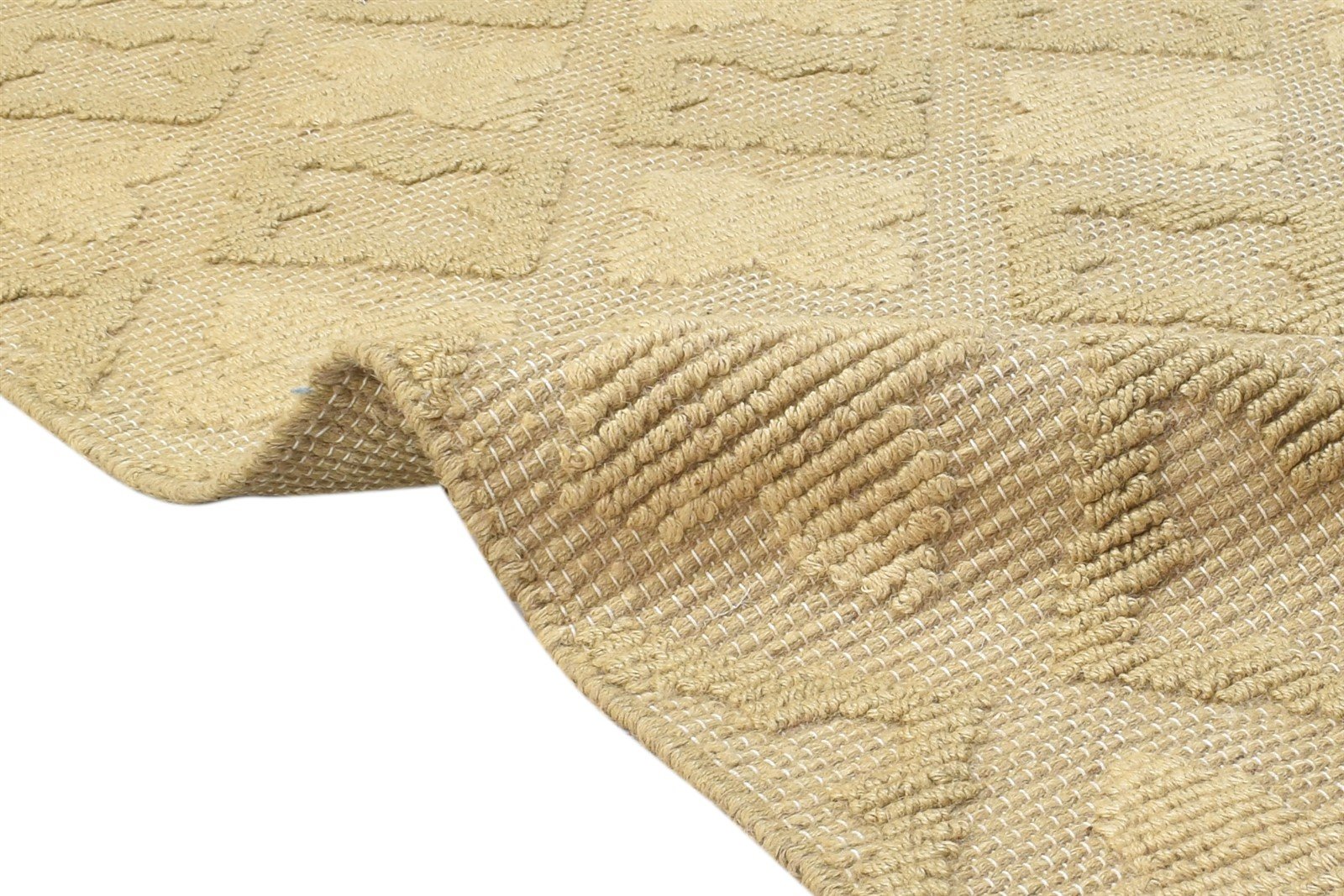 Gold Jute Rug 5' X 7' Modern Dhurrie Scandinavian Damask Room Size Carpet 7864488362133