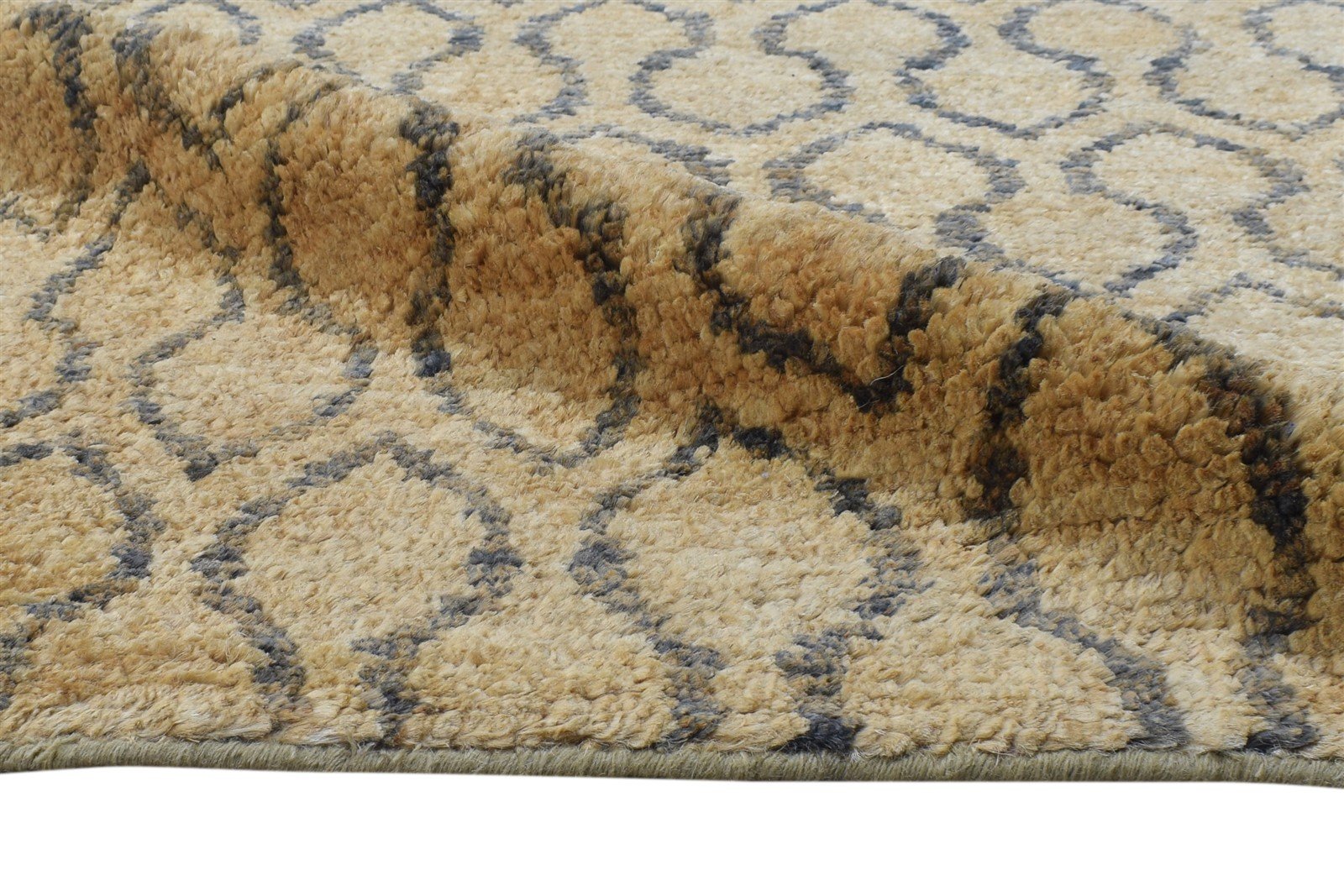 Gold Jute Rug 5X7 Modern Hand Knotted Scandinavian Honeycomb Room Size Carpet 7864410800277