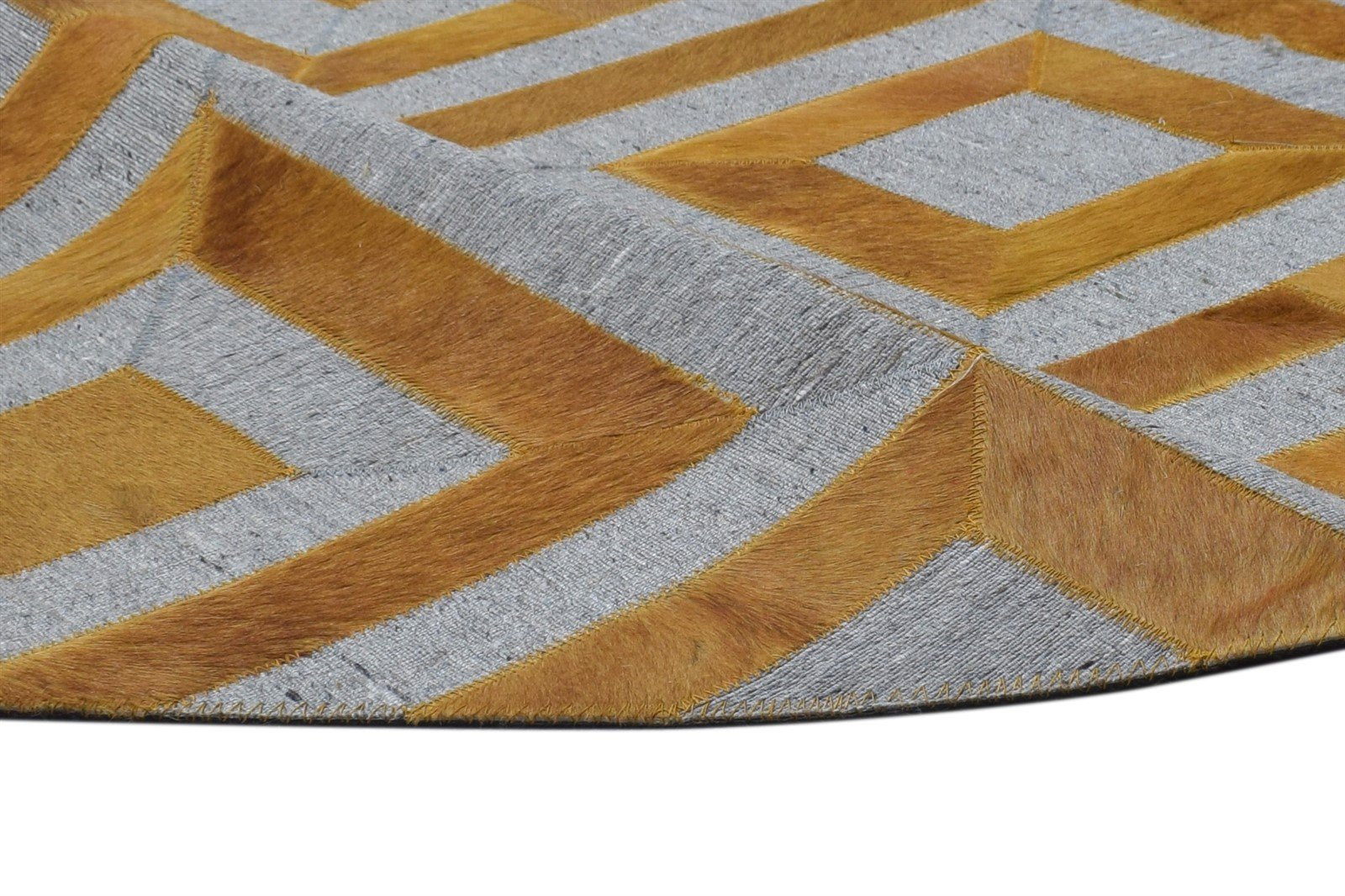 Gold Leather / Cotton Rug 3X9 Modern Hand Woven Moroccan Diamond Small Runner 7864364204181