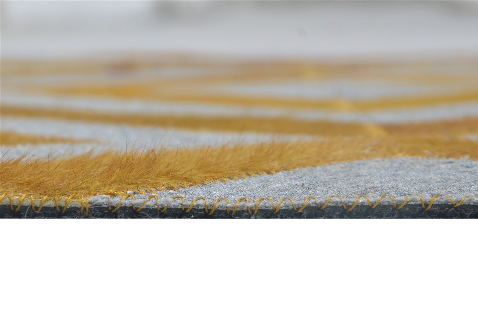 Gold Leather / Cotton Rug 3X9 Modern Hand Woven Moroccan Diamond Small Runner 7864364204181