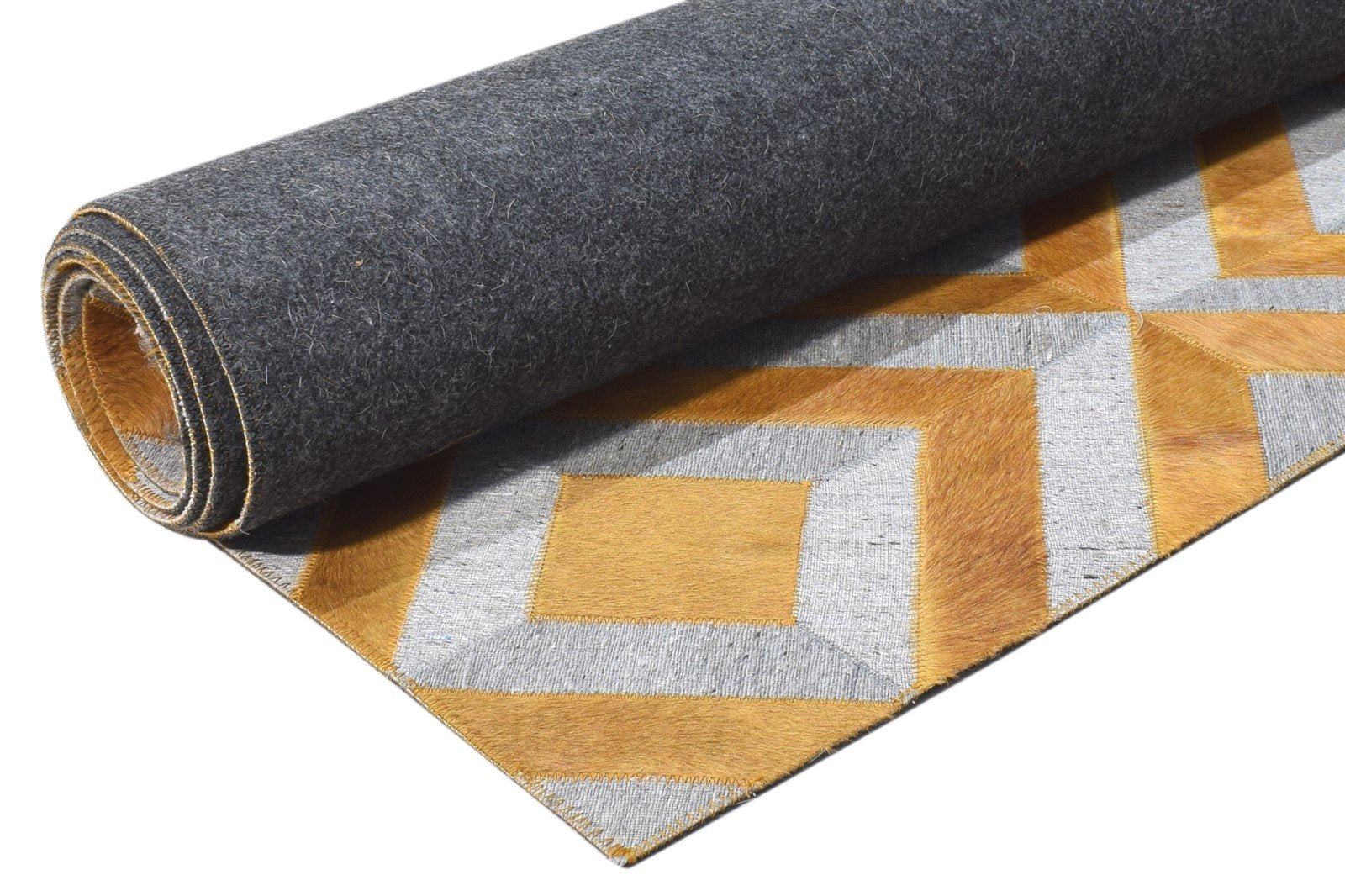 Gold Leather / Cotton Rug 3X9 Modern Hand Woven Moroccan Diamond Small Runner 7864364204181