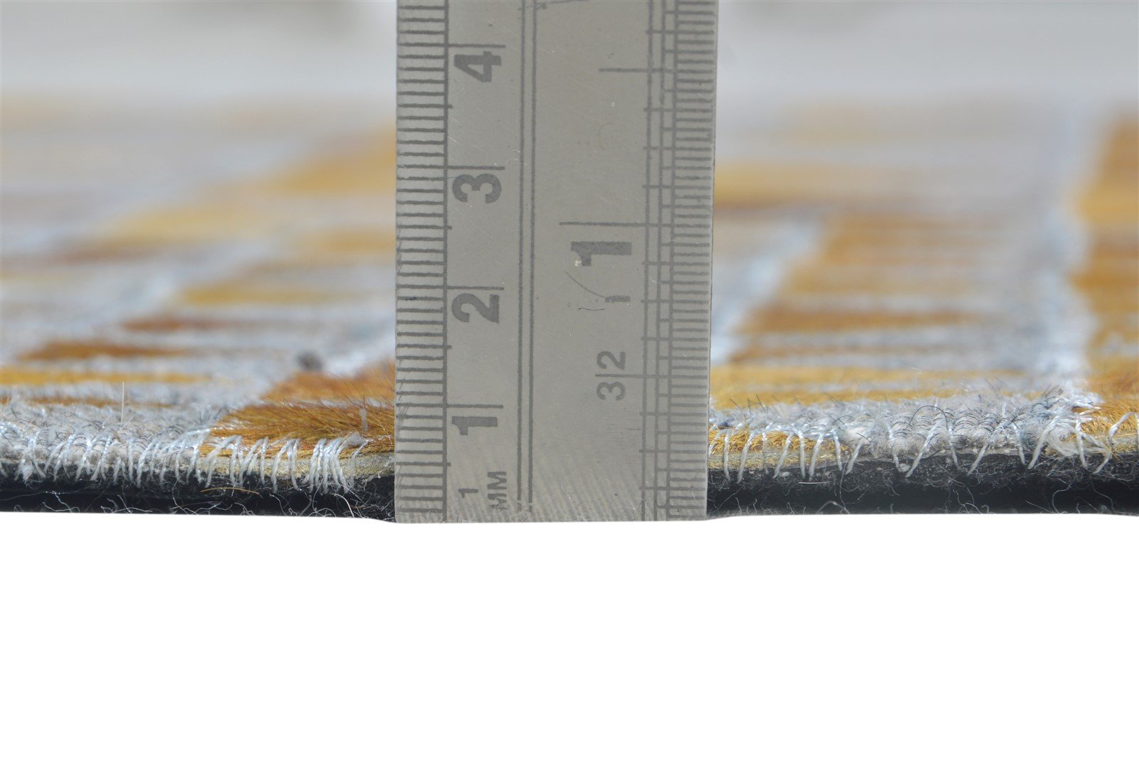 Gold Leather / Cotton Rug 3X9 Modern Hand Woven Scandinavian Triangles Small 7864511398037