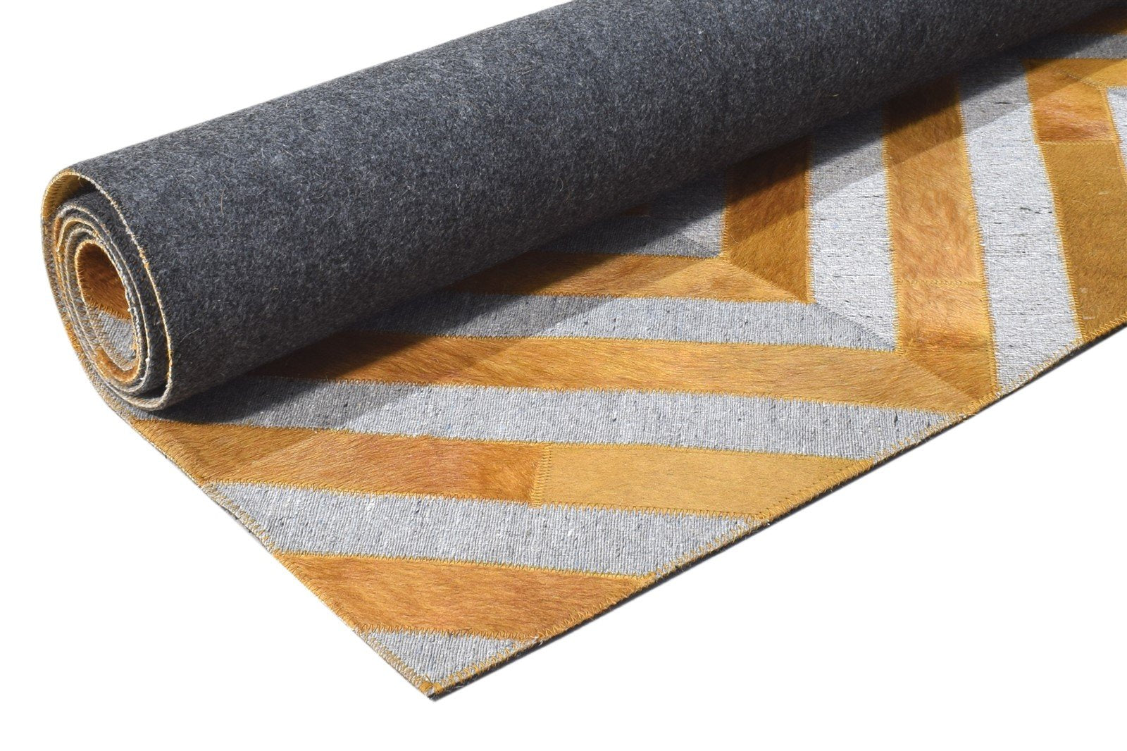 Gold Leather / Cotton Rug 6X6 Modern Hand Woven Moroccan Diamond Room Size 7864867946645