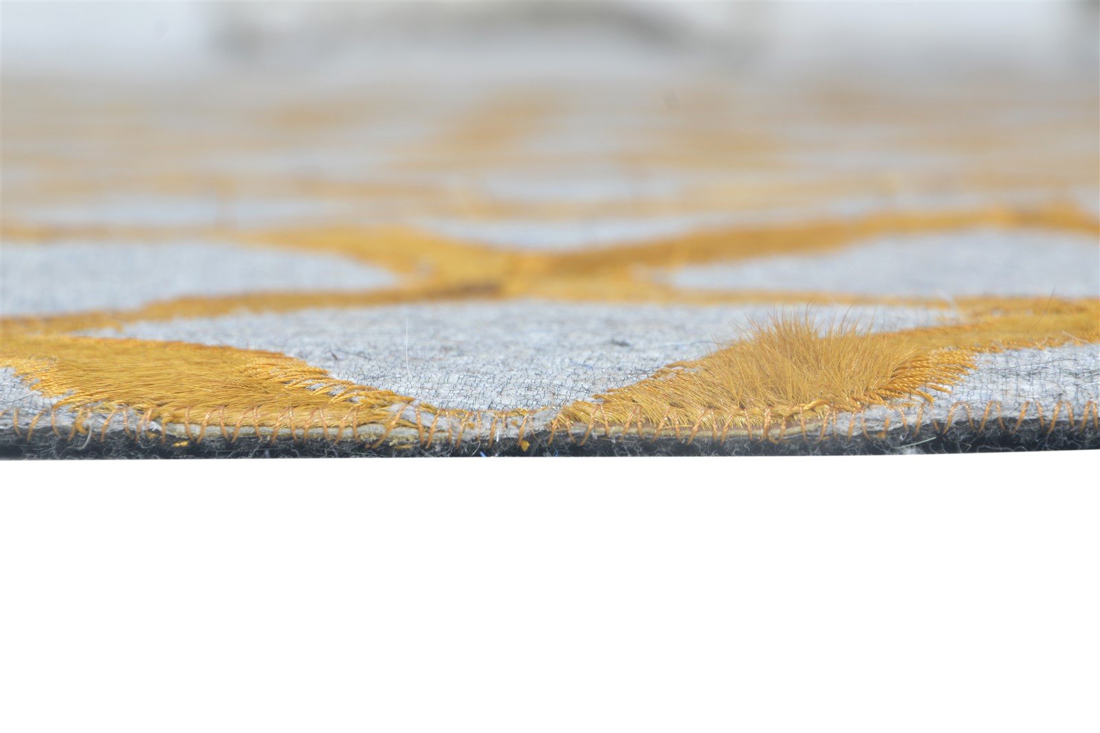 Gold Leather / Cotton Rug 6X6 Modern Hand Woven Moroccan Trellis Room Size 7864914837653