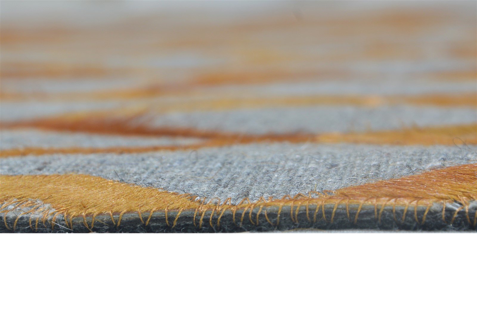 Gold Leather / Cotton Rug 6X6 Modern Hand Woven Moroccan Trellis Room Size Round 7864863391893