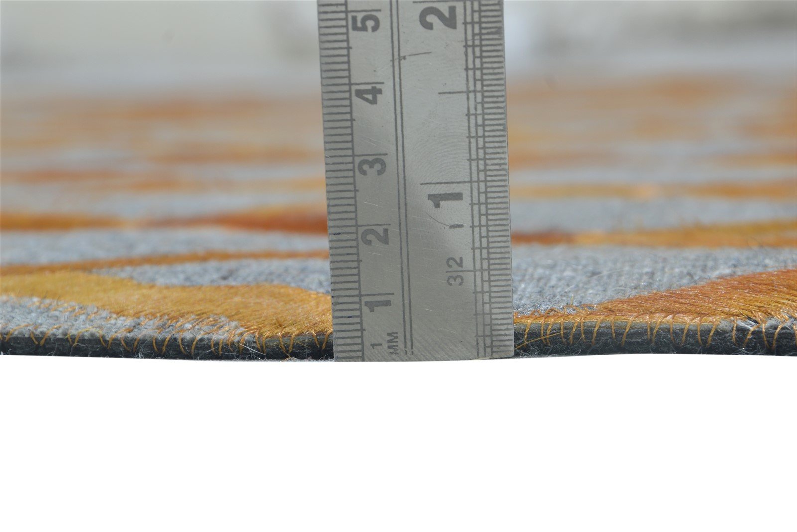 Gold Leather / Cotton Rug 6X6 Modern Hand Woven Moroccan Trellis Room Size Round 7864863391893