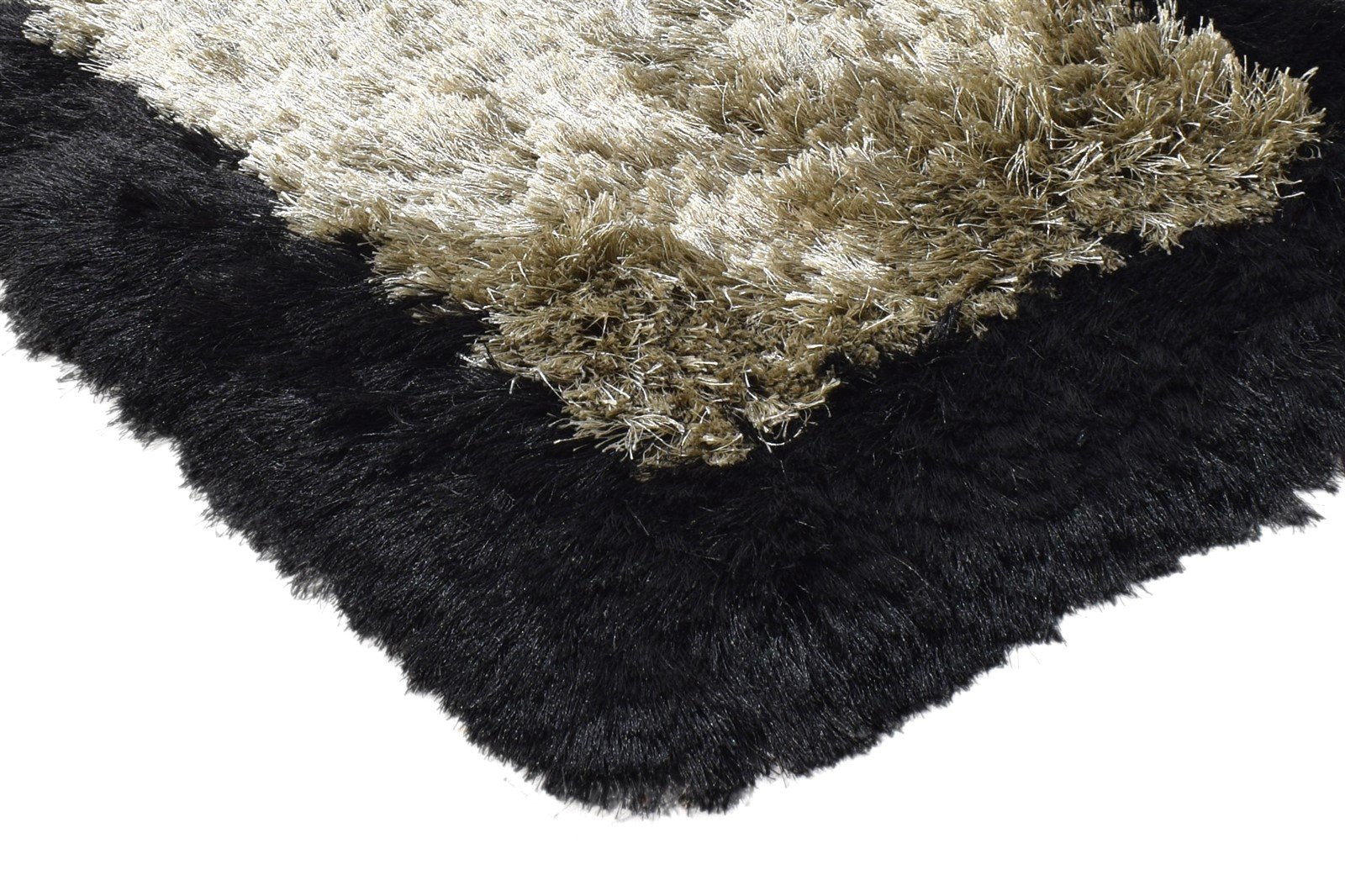 Gold Polyester Rug 2' X 3' Shag Hand Woven Scandinavian Modern Small Carpet 7864996626581