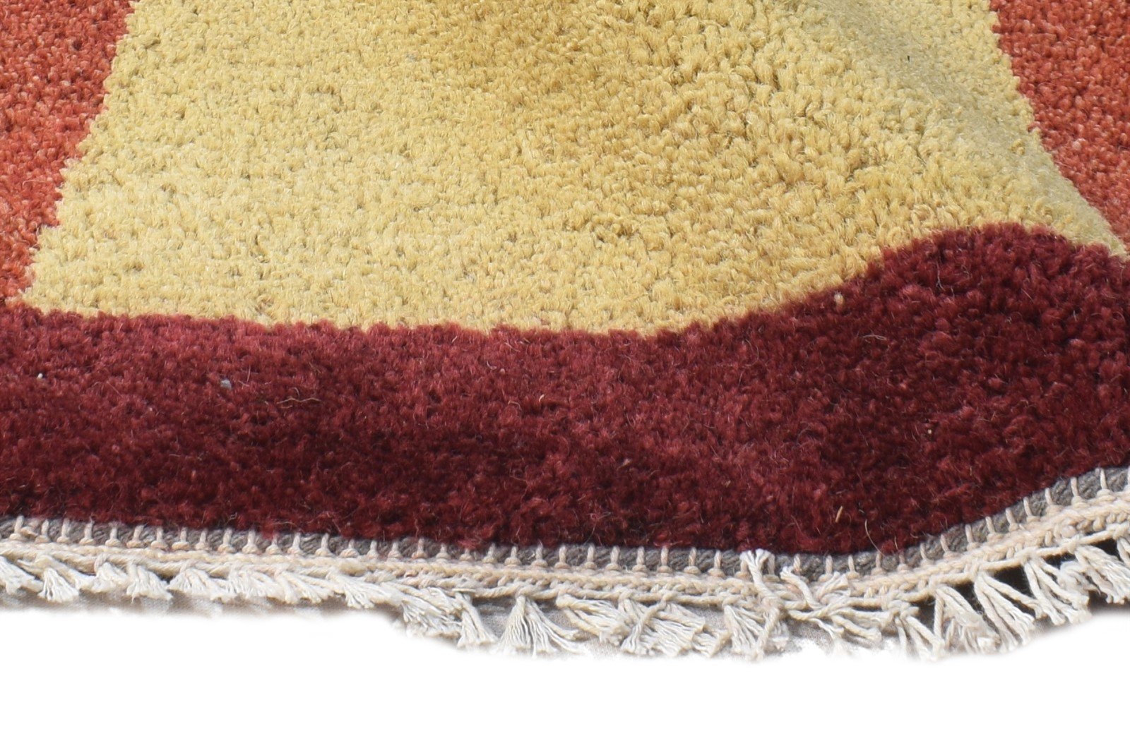Gold Wool Rug 1' X 2' Modern Hand Knotted Scandinavian Bordered Small Carpet 7865058689173