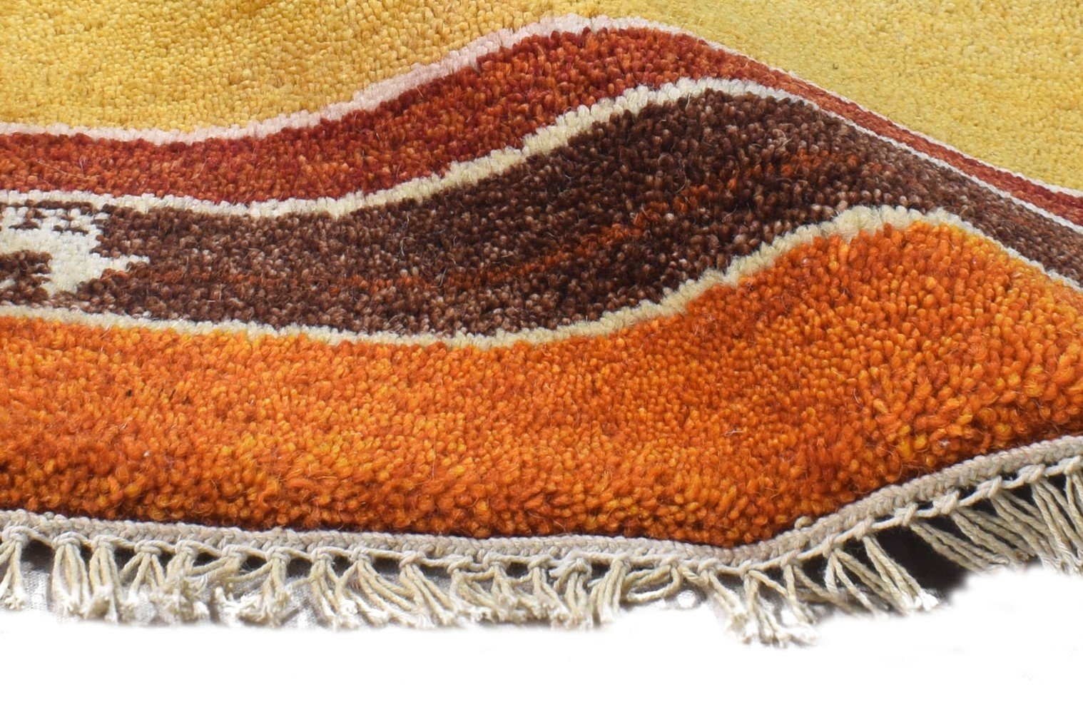 Gold Wool Rug 1' X 2' Southwestern Hand Knotted American Tribal Small Carpet 7865061408917