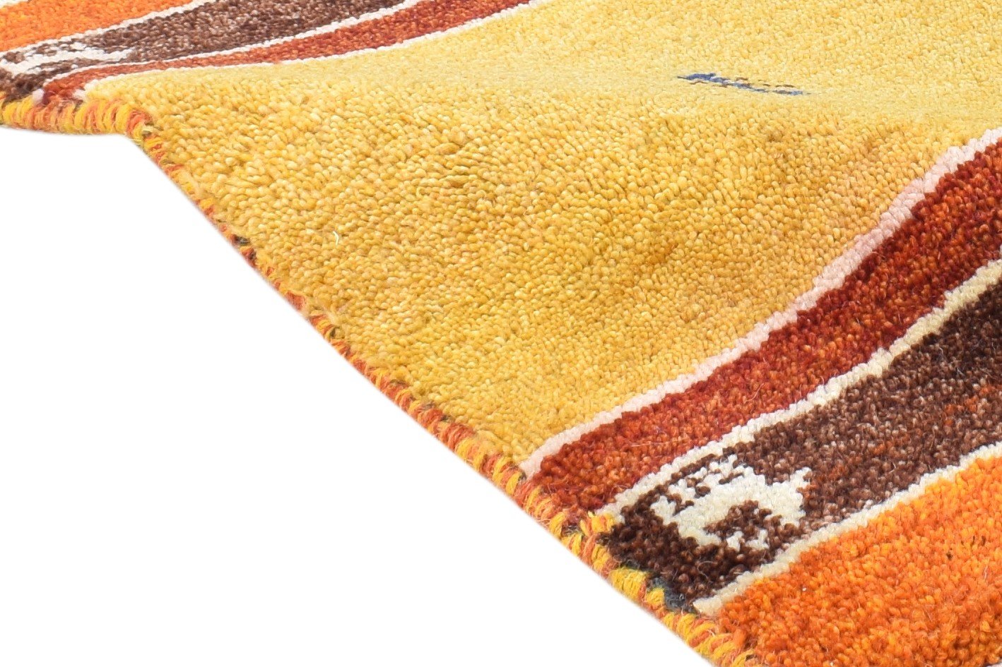 Gold Wool Rug 1' X 2' Southwestern Hand Knotted American Tribal Small Carpet 7865061408917