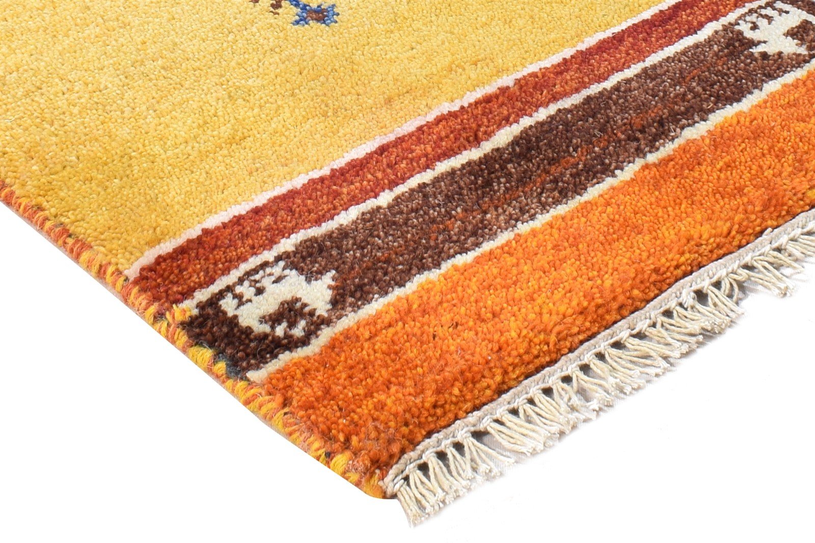 Gold Wool Rug 1' X 2' Southwestern Hand Knotted American Tribal Small Carpet 7865061408917