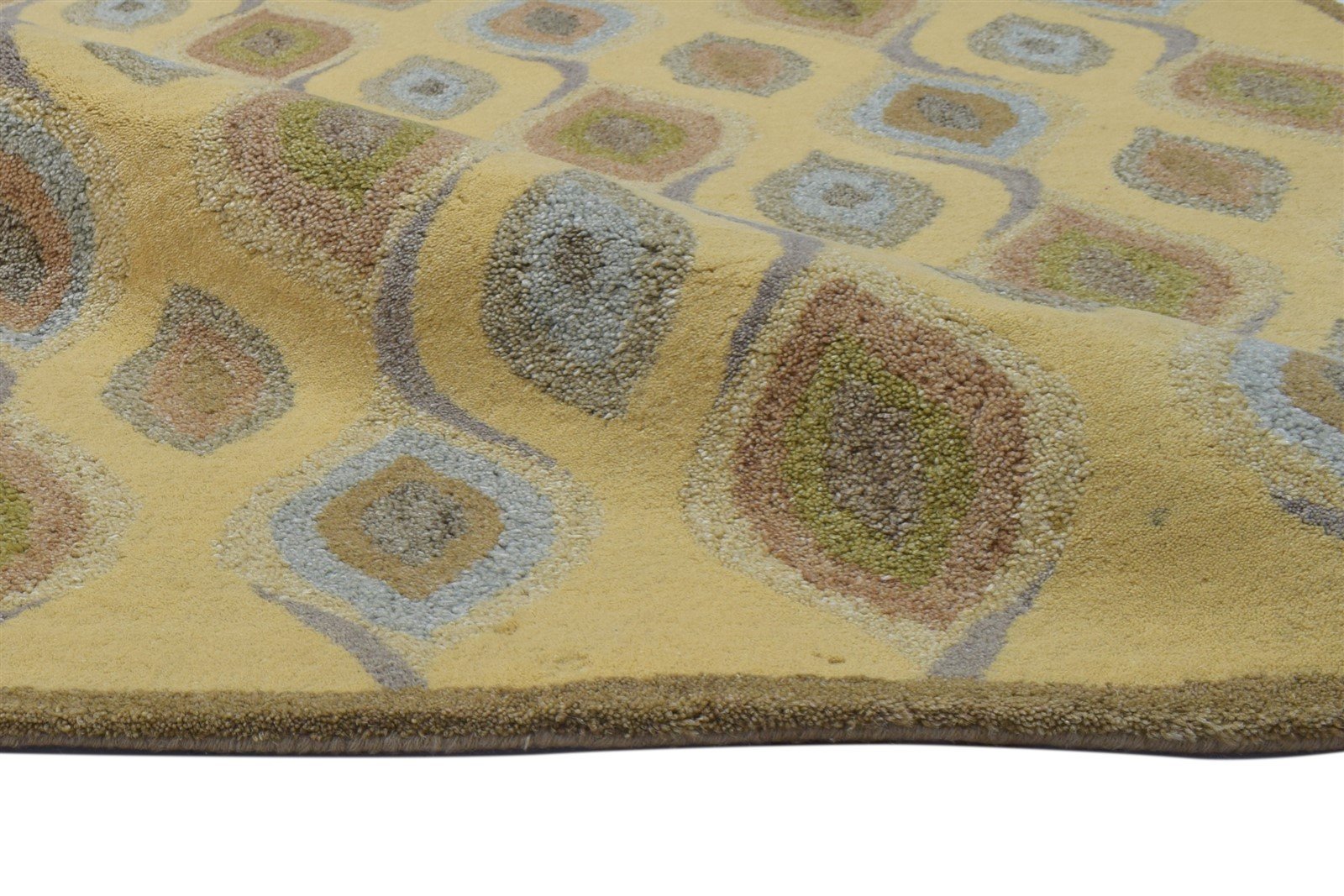Gold Wool Rug 4' X 5' Modern Hand Tufted Moroccan Diamond Room Size Carpet 7864315674773
