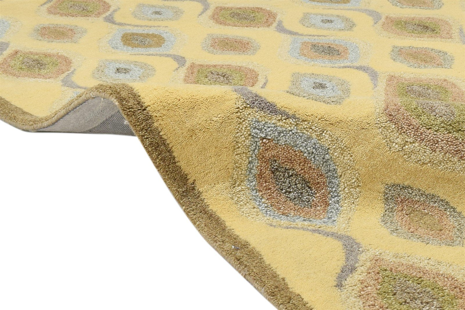 Gold Wool Rug 4' X 5' Modern Hand Tufted Moroccan Diamond Room Size Carpet 7864315674773