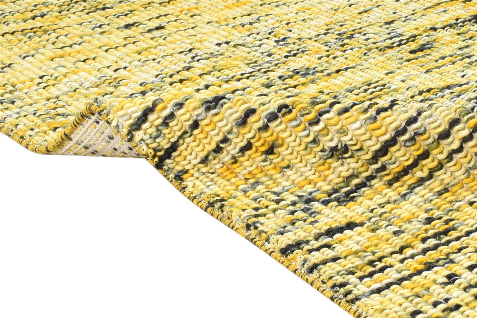 Gold Wool Rug 4' X 6' Modern Dhurrie Bohemian Solid Room Size Carpet 7865012125845