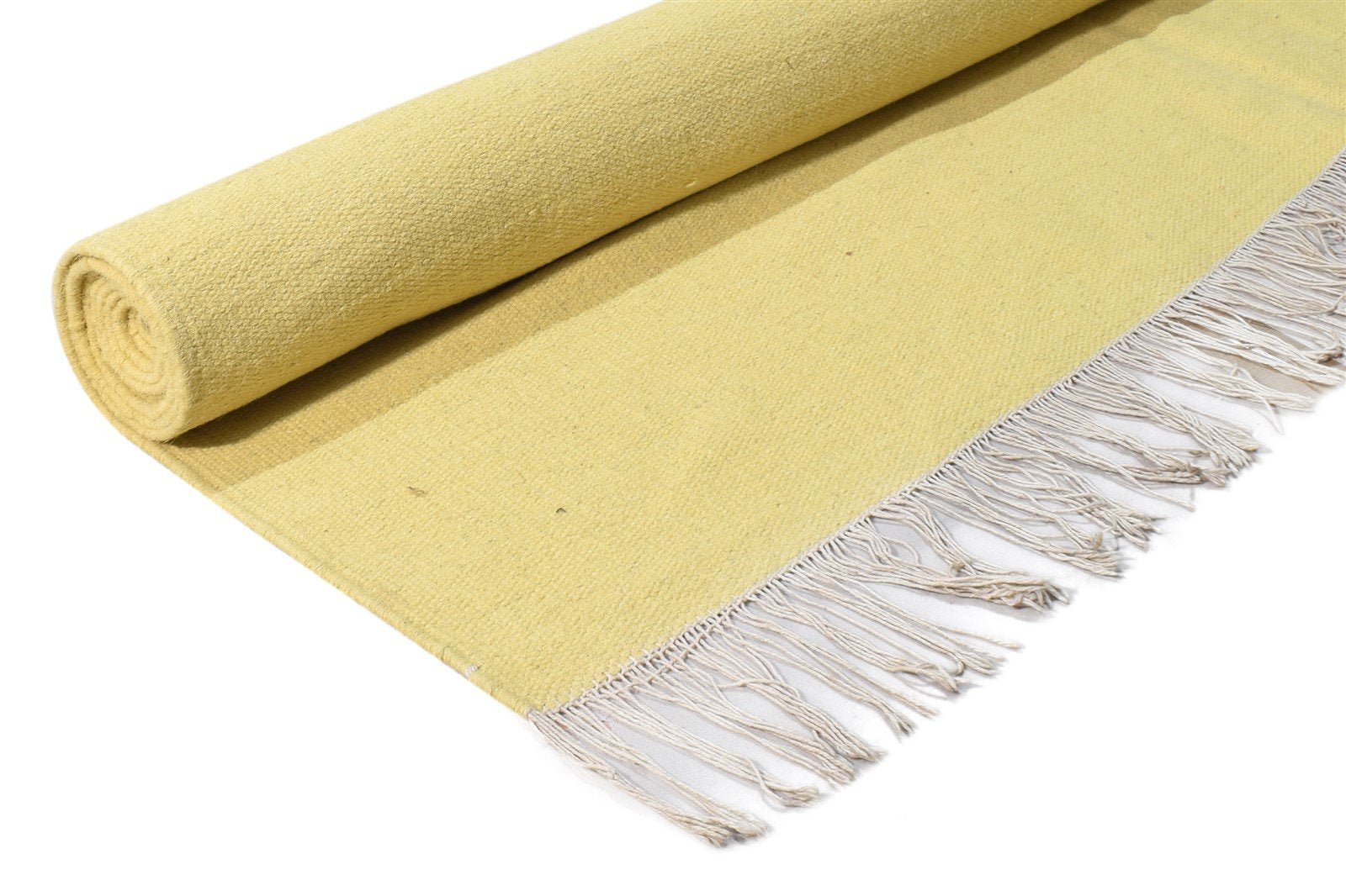 Gold Wool Rug 5' X 8' Modern Dhurrie Scandinavian Solid Room Size Carpet 7865165873301