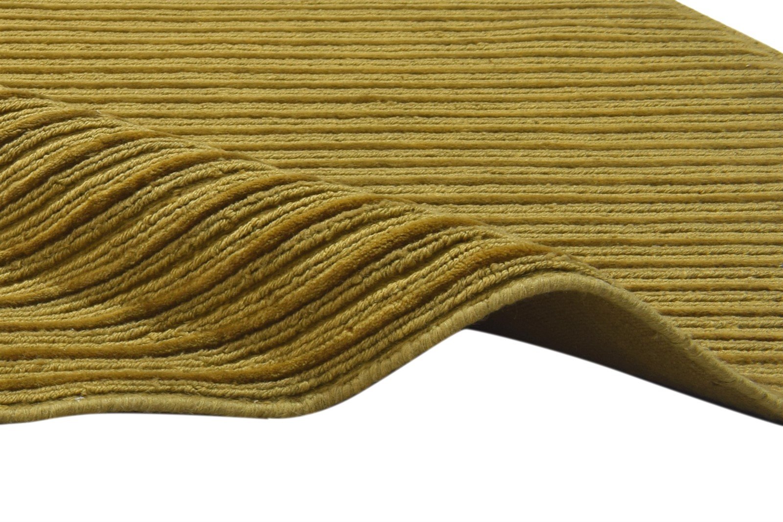 Gold Wool Rug 5' X 8' Modern Hand Knotted Scandinavian Striped Room Size Carpet 7864090624149