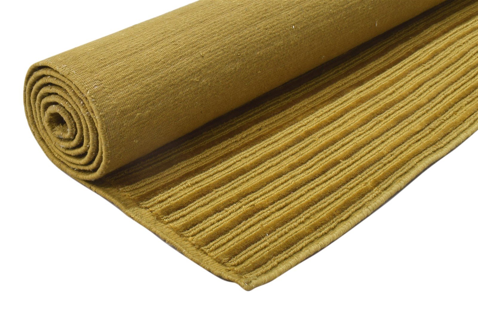 Gold Wool Rug 5' X 8' Modern Hand Knotted Scandinavian Striped Room Size Carpet 7864090624149