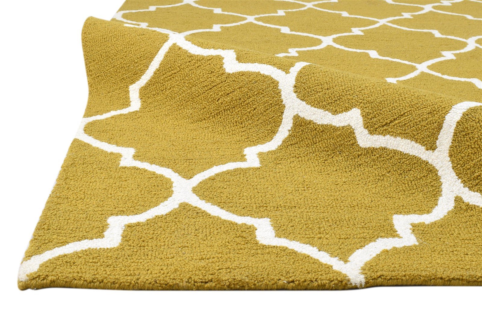 Gold Wool Rug 5' X 8' Modern Hand Tufted Moroccan Trellis Room Size Carpet 7860686291093