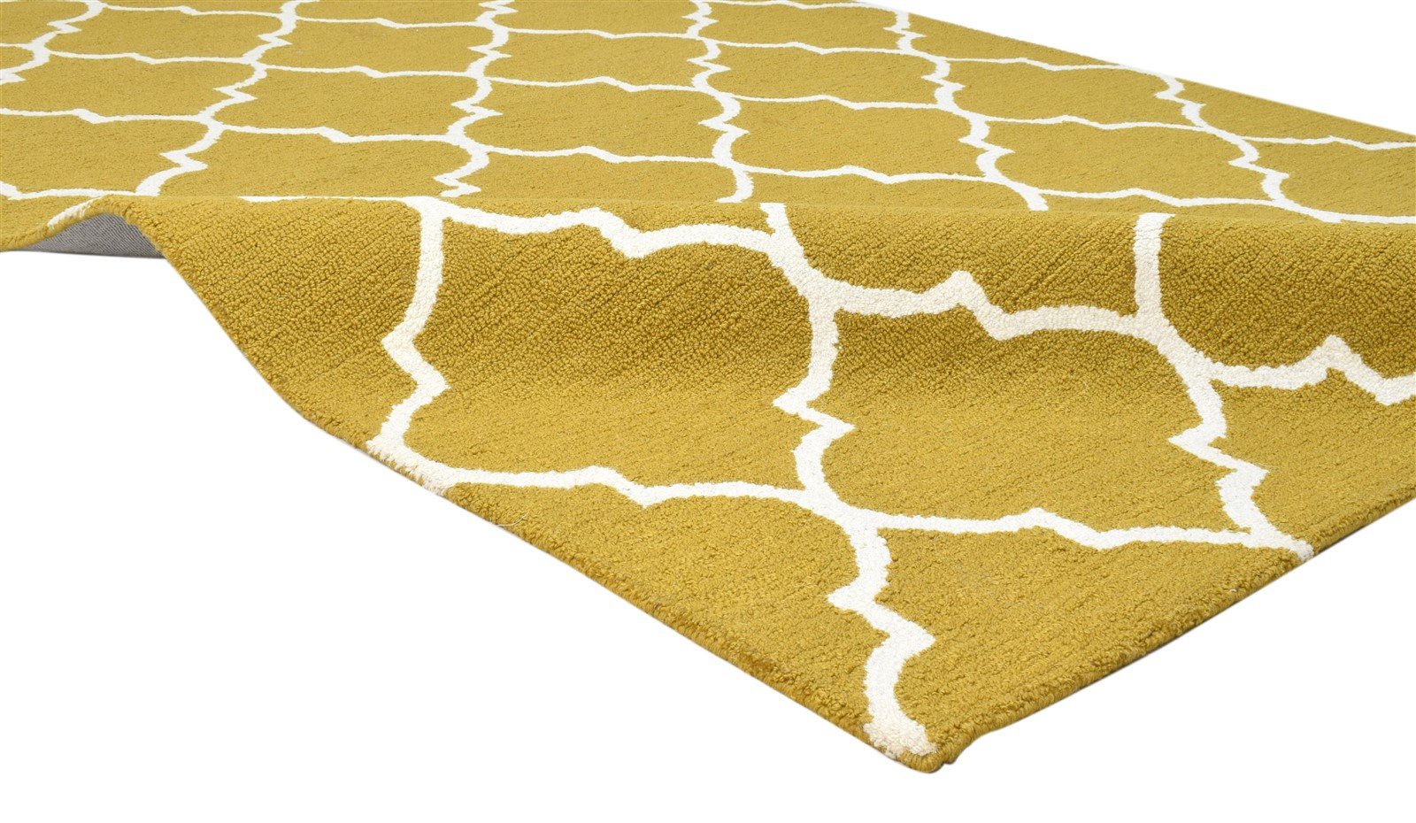 Gold Wool Rug 5' X 8' Modern Hand Tufted Moroccan Trellis Room Size Carpet 7860686291093