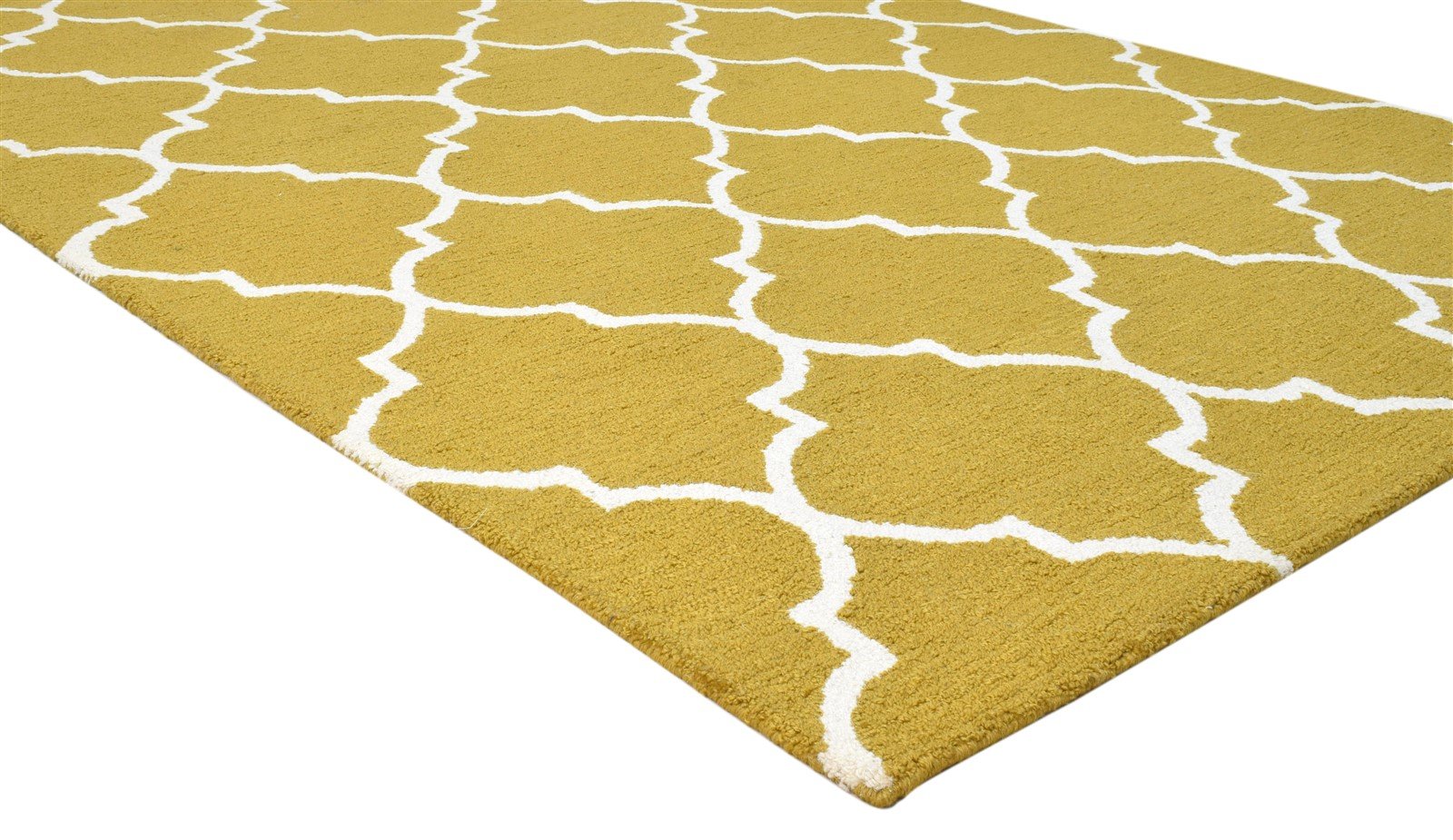 Gold Wool Rug 5' X 8' Modern Hand Tufted Moroccan Trellis Room Size Carpet 7860686291093