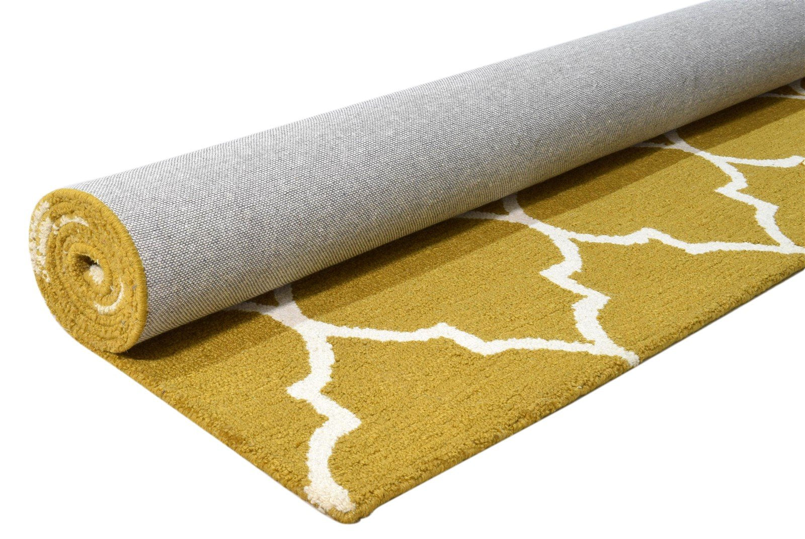 Gold Wool Rug 5' X 8' Modern Hand Tufted Moroccan Trellis Room Size Carpet 7860686291093