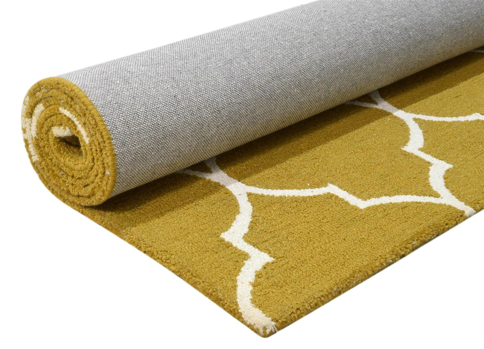 Gold Wool Rug 5' X 8' Modern Hand Tufted Moroccan Trellis Room Size Carpet 7860687634581