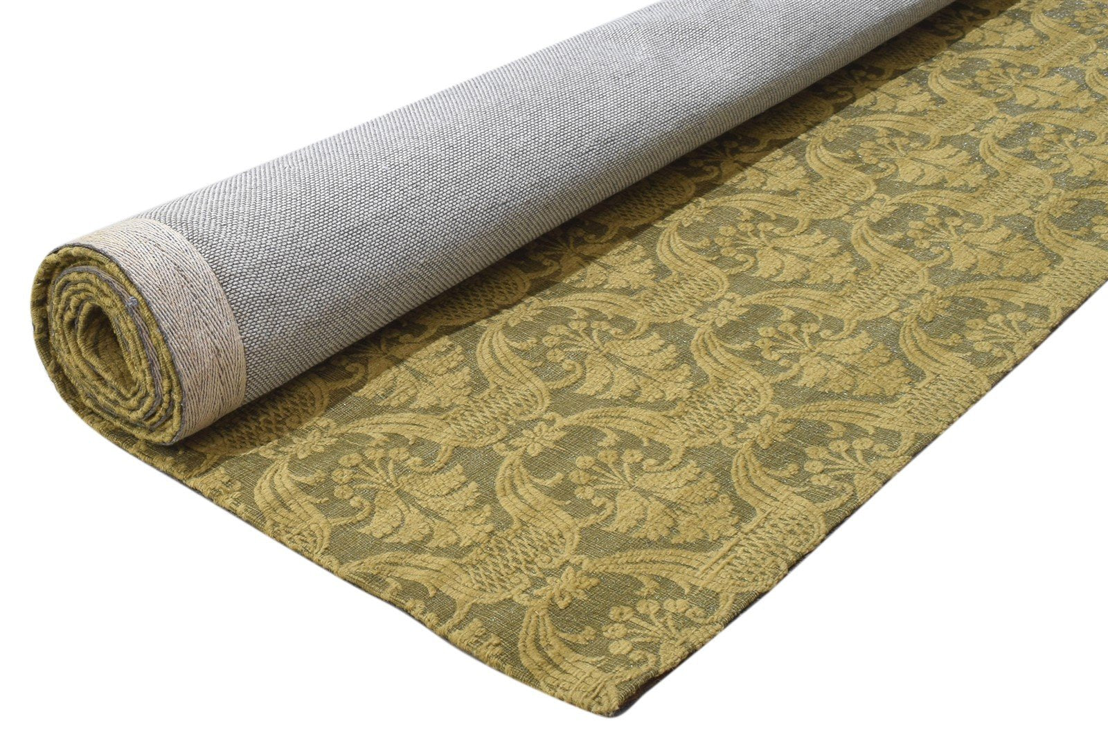 Gold Wool / Silk Rug 5X7 Modern Jacquard Loom French Damask Room Size Carpet 7864177950869
