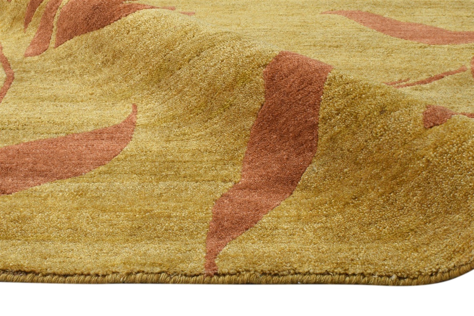 Gold Wool / Silk Rug 6' X 9' Modern Hand Knotted French Floral Room Size Carpet 7865094176917