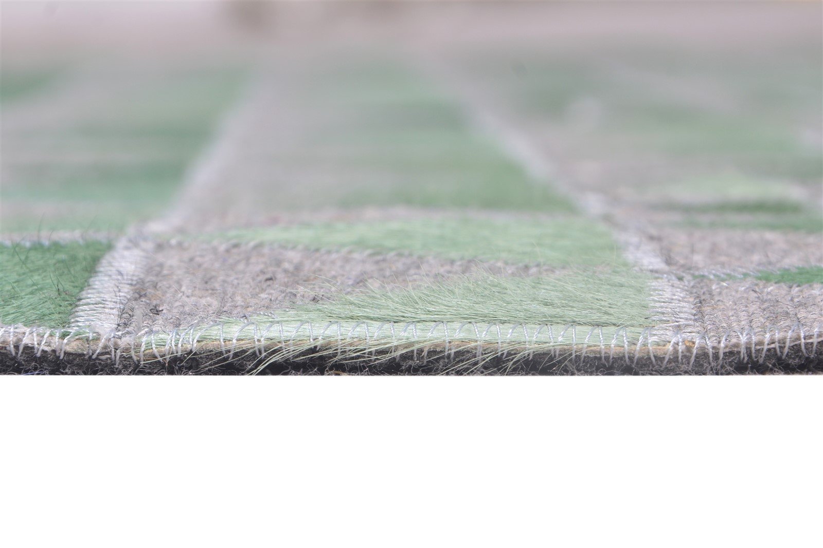 Green Leather / Cotton Rug 6X6 Modern Hand Woven Scandinavian Triangles Room Size 7864945148053