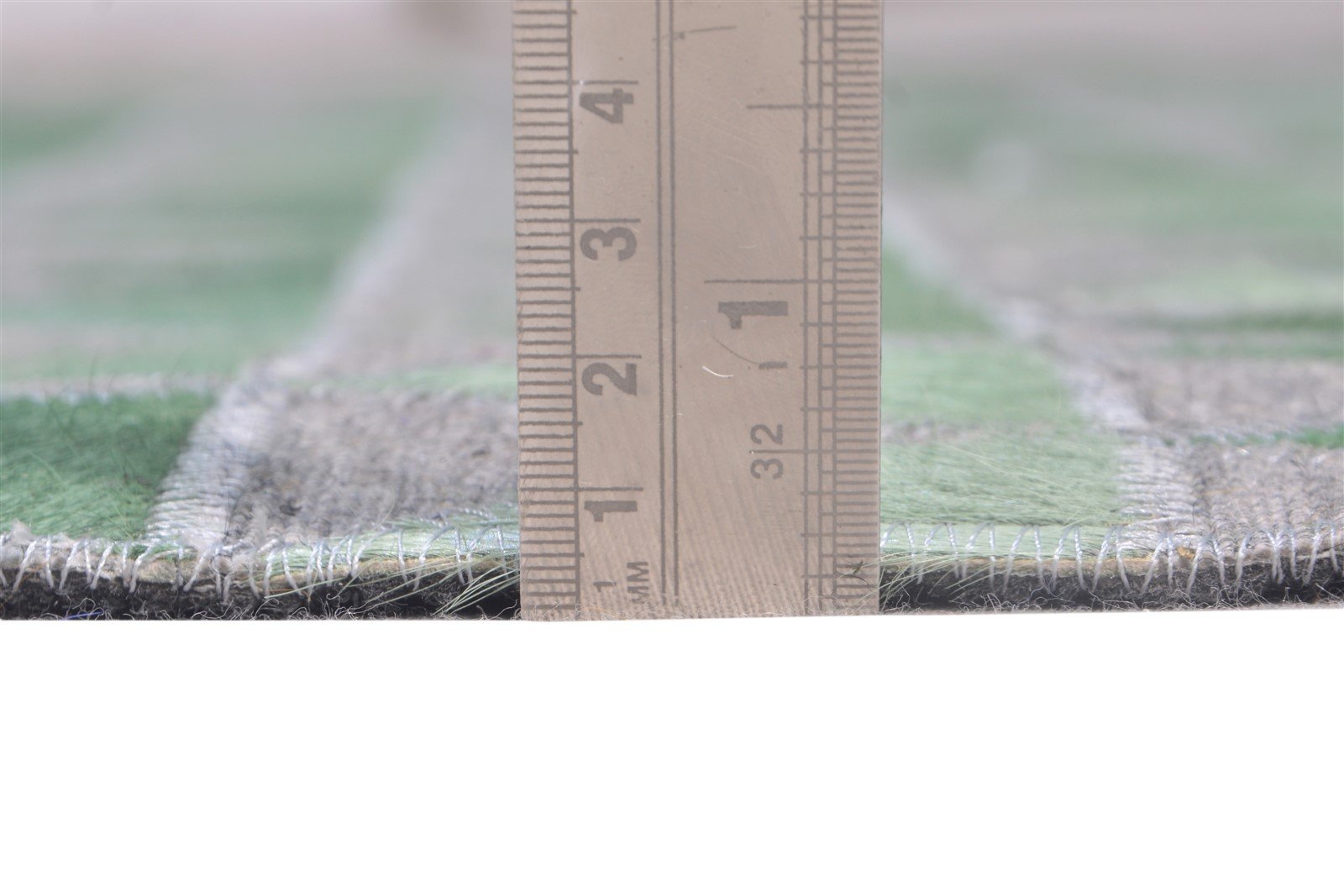 Green Leather / Cotton Rug 6X6 Modern Hand Woven Scandinavian Triangles Room Size 7864945148053