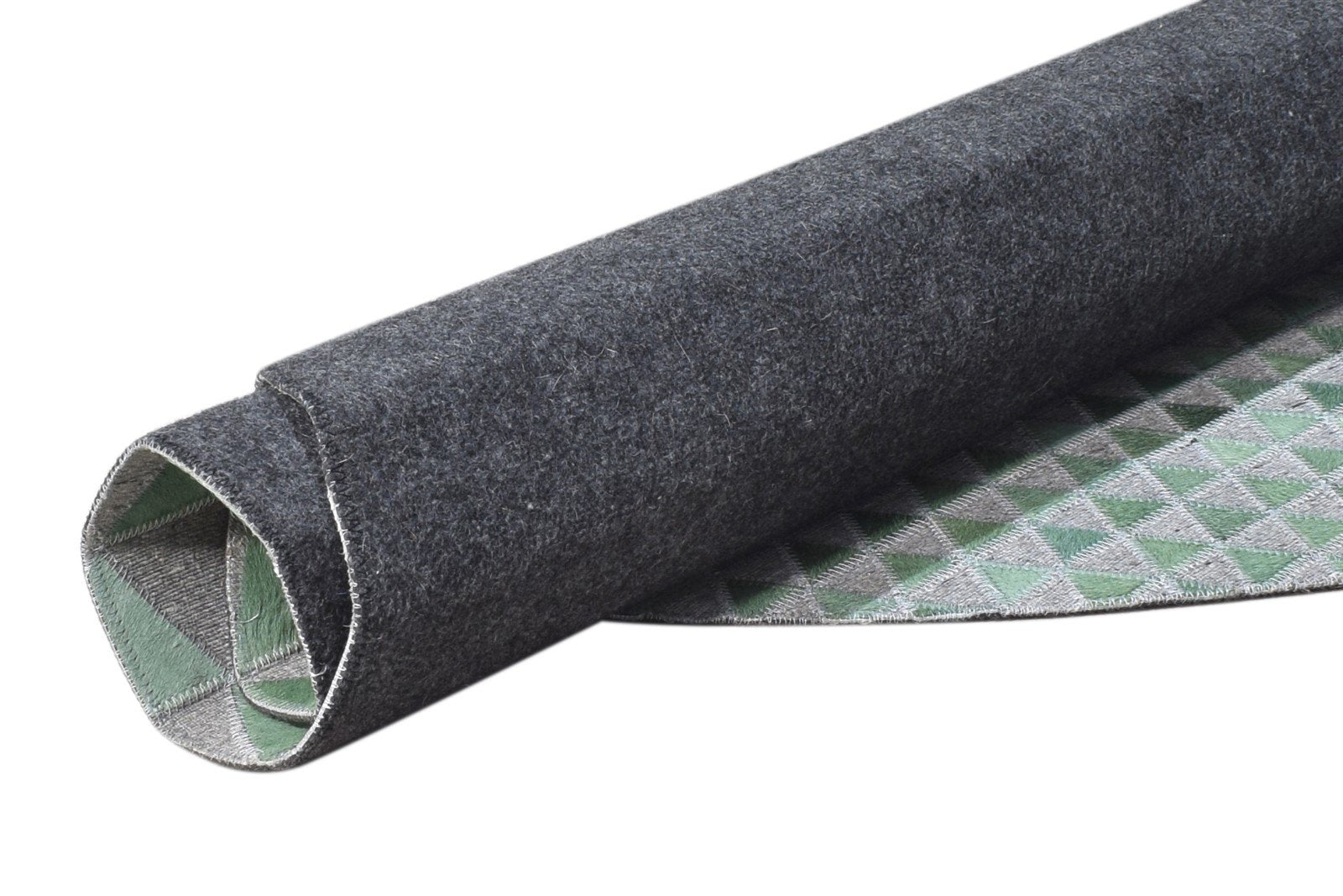 Green Leather / Cotton Rug 6X6 Modern Hand Woven Scandinavian Triangles Room Size 7864945148053