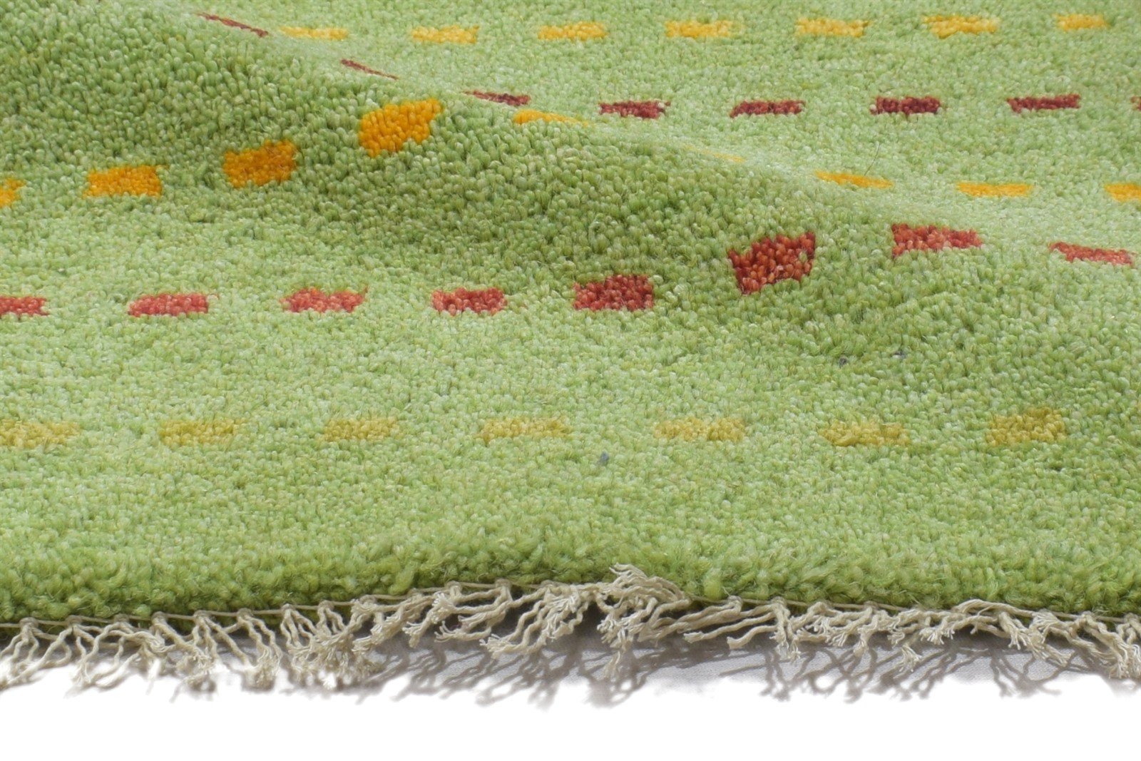 Green Wool Rug 1' X 2' Persian Hand Knotted Gabbeh Southwestern Small Carpet 7864214880405