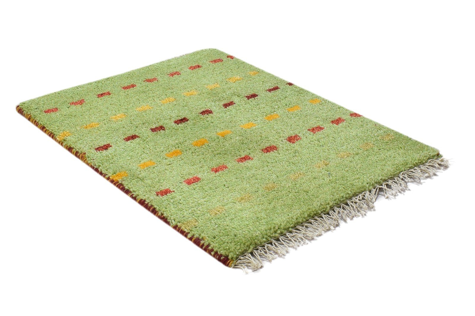 Green Wool Rug 1' X 2' Persian Hand Knotted Gabbeh Southwestern Small Carpet 7864214880405