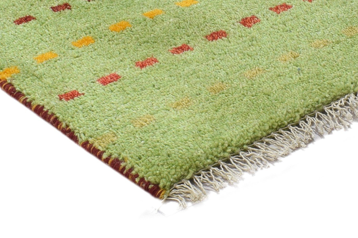 Green Wool Rug 1' X 2' Persian Hand Knotted Gabbeh Southwestern Small Carpet 7864214880405