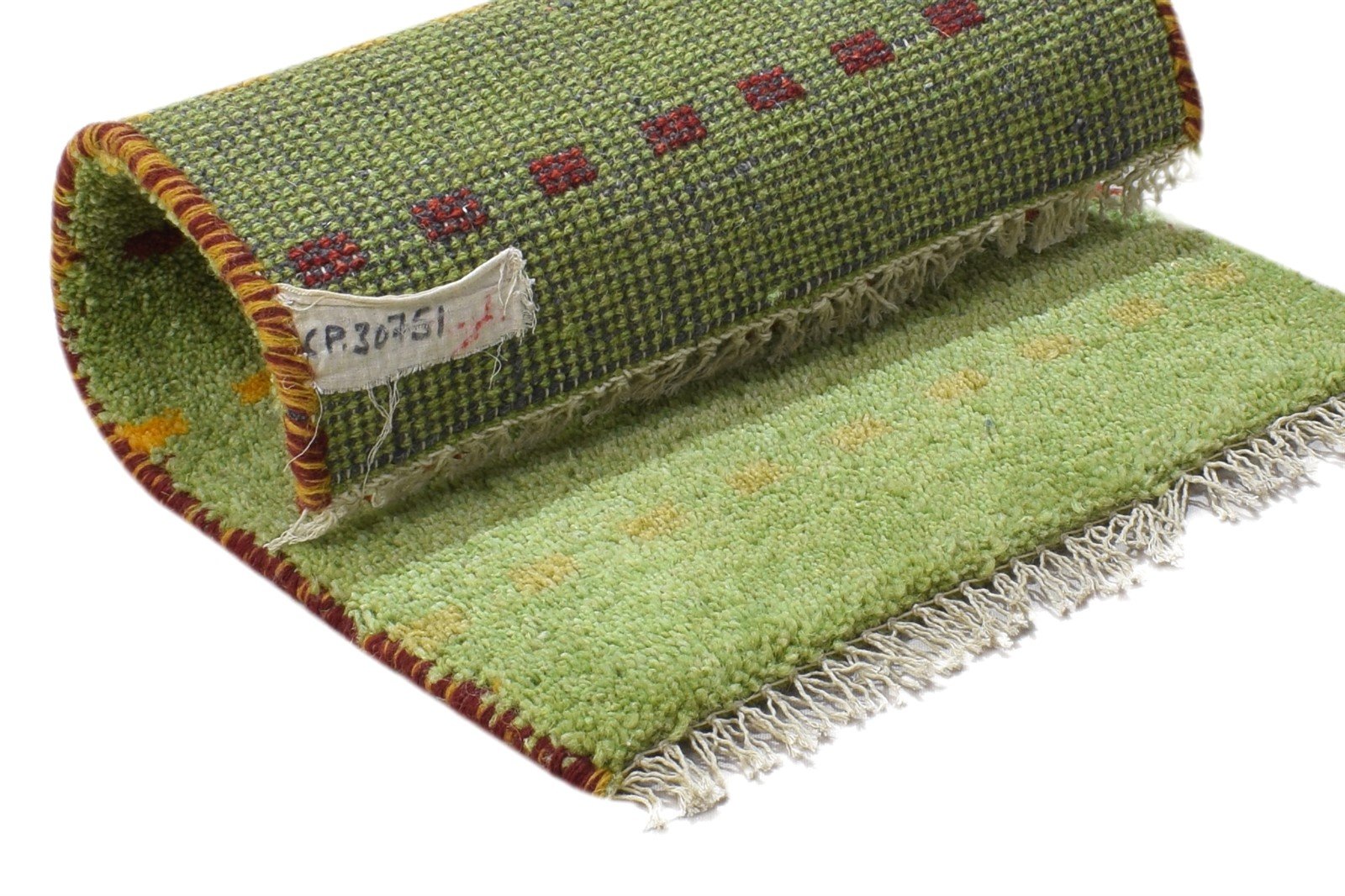 Green Wool Rug 1' X 2' Persian Hand Knotted Gabbeh Southwestern Small Carpet 7864214880405