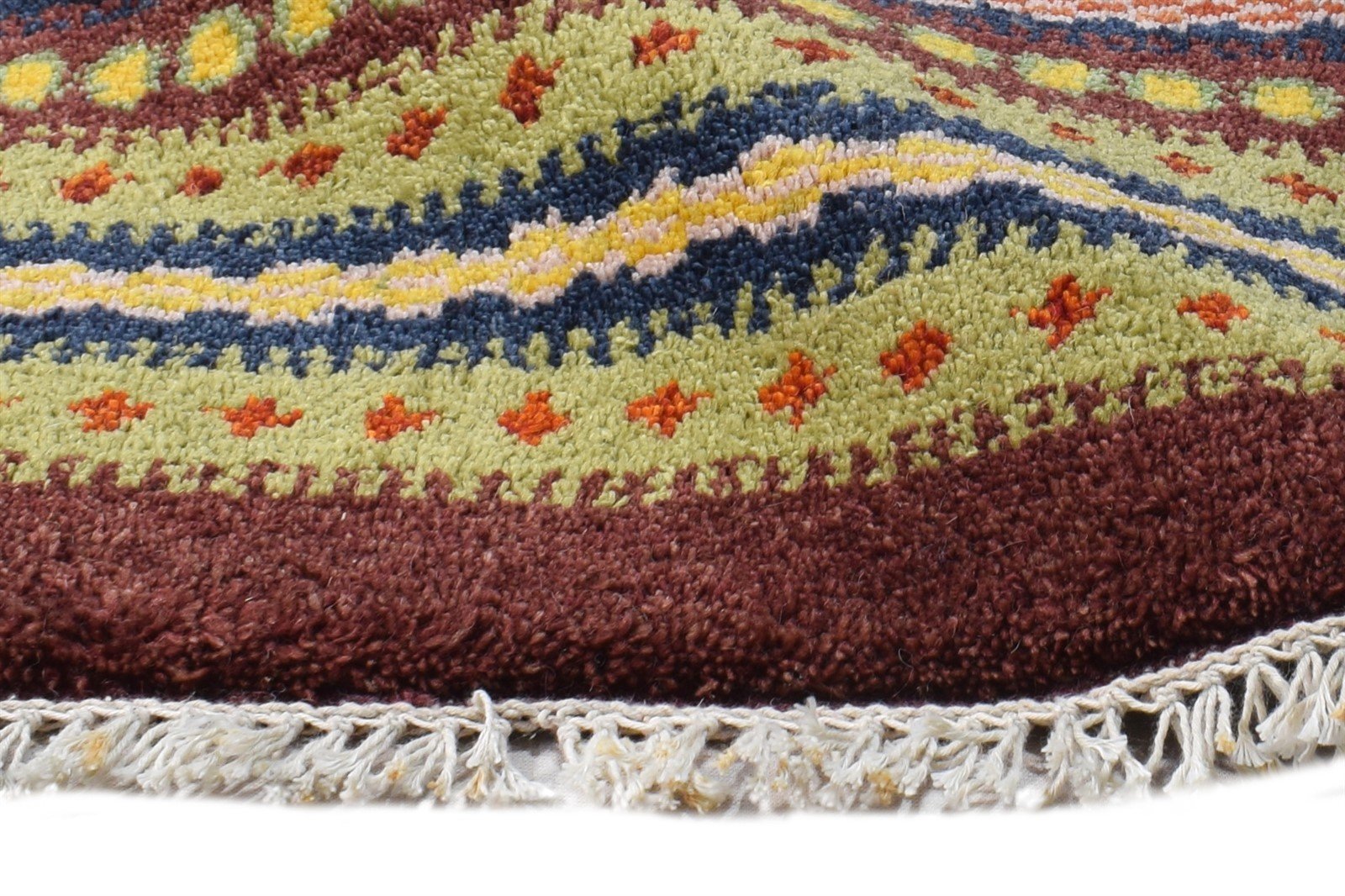 Green Wool Rug 1' X 2' Tribal Hand Knotted Southwestern Striped Small Carpet 7865182781589