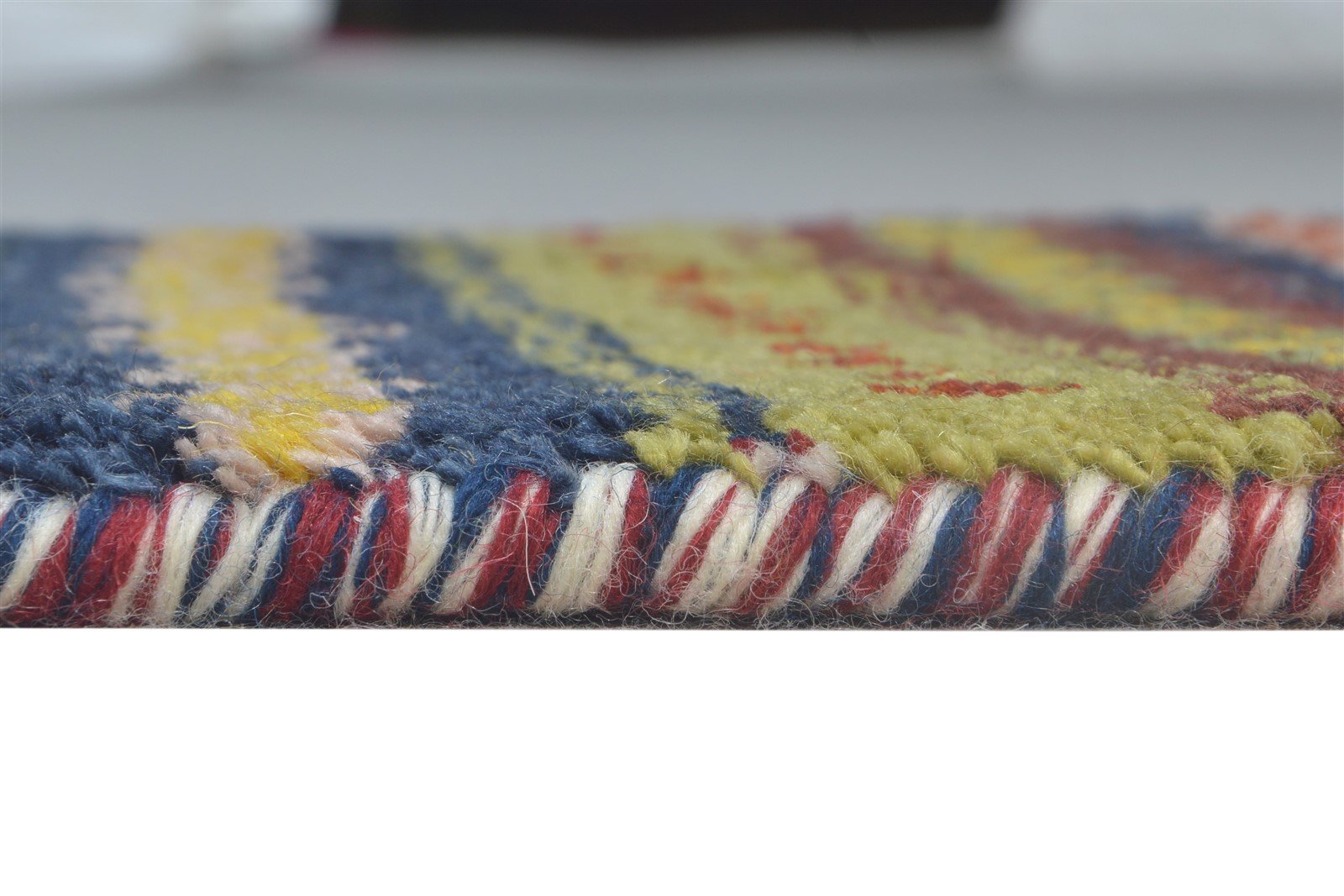 Green Wool Rug 1' X 2' Tribal Hand Knotted Southwestern Striped Small Carpet 7865182781589