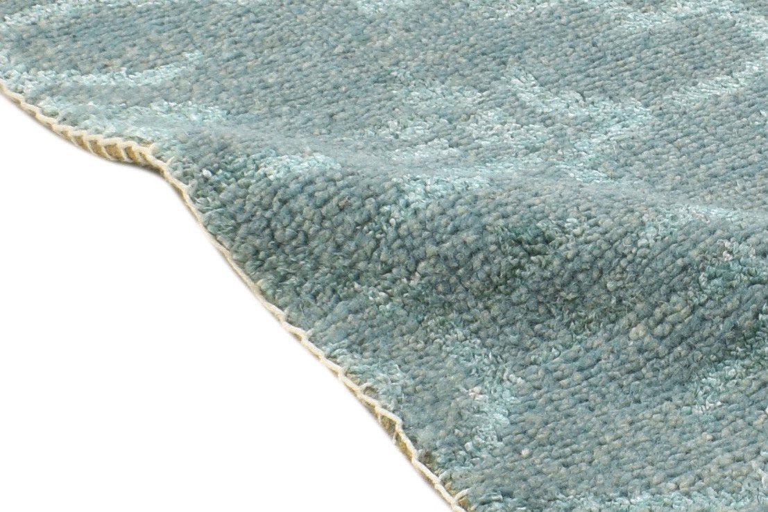 Green Wool Rug 2' X 2' Modern Hand Knotted Moroccan Trellis Small Carpet 7864132305045