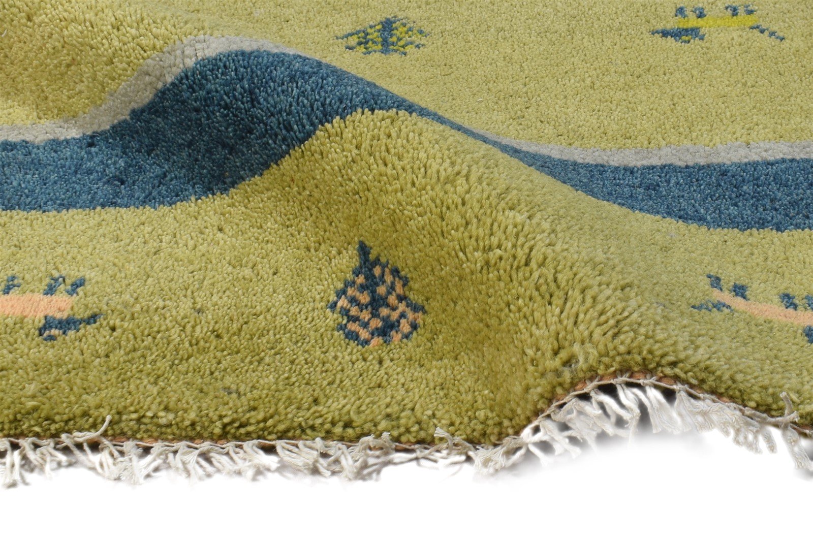 Green Wool Rug 2' X 3' Tribal Hand Knotted Gabbeh Southwestern Small Carpet 7864502485141