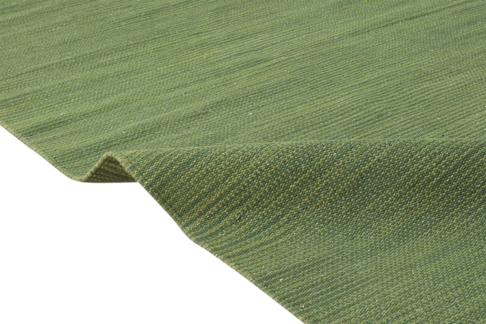 Green Wool Rug 3' X 5' Modern Dhurrie Scandinavian Solid Small Carpet 7864669503637