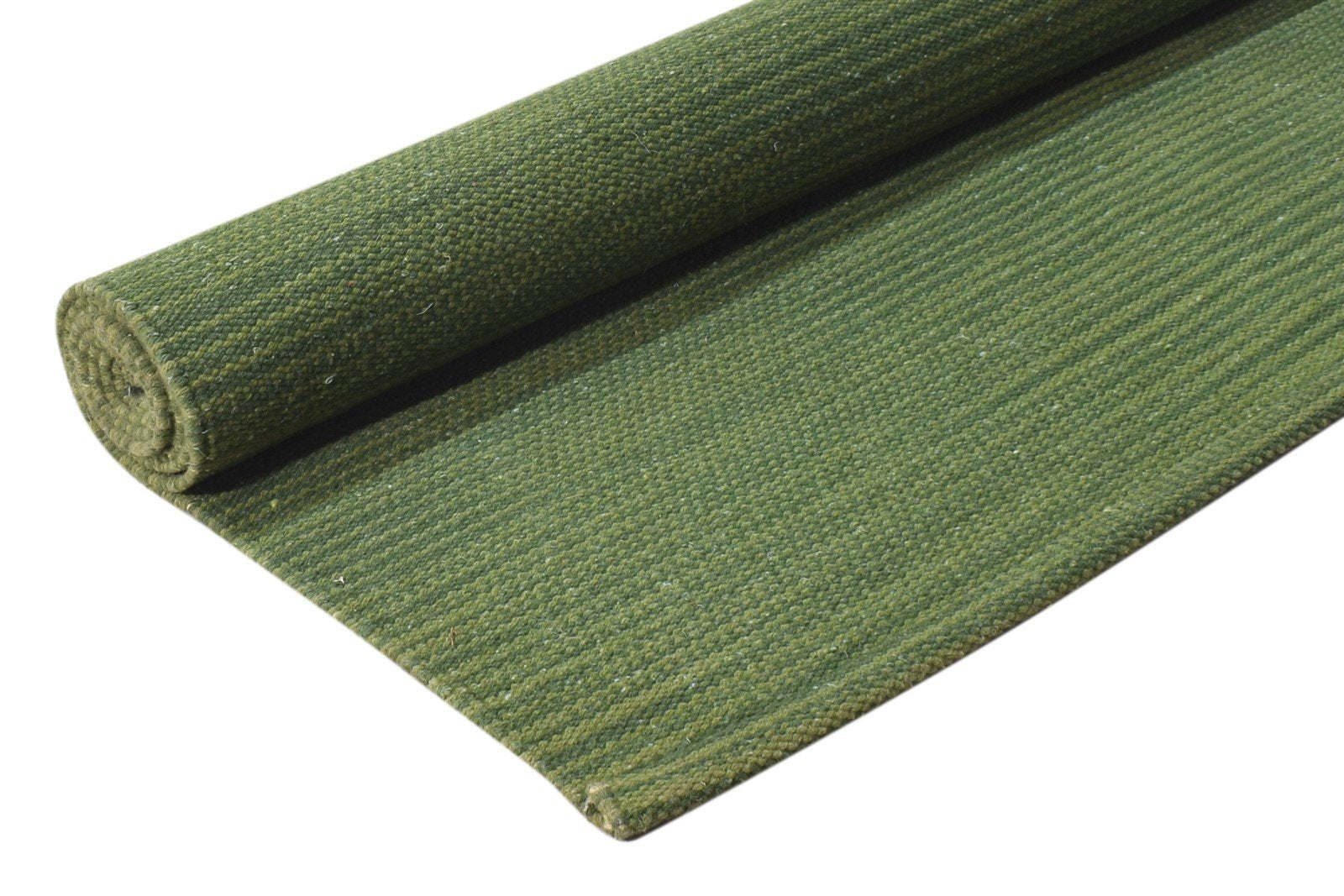 Green Wool Rug 3' X 5' Modern Dhurrie Scandinavian Solid Small Carpet 7864669503637