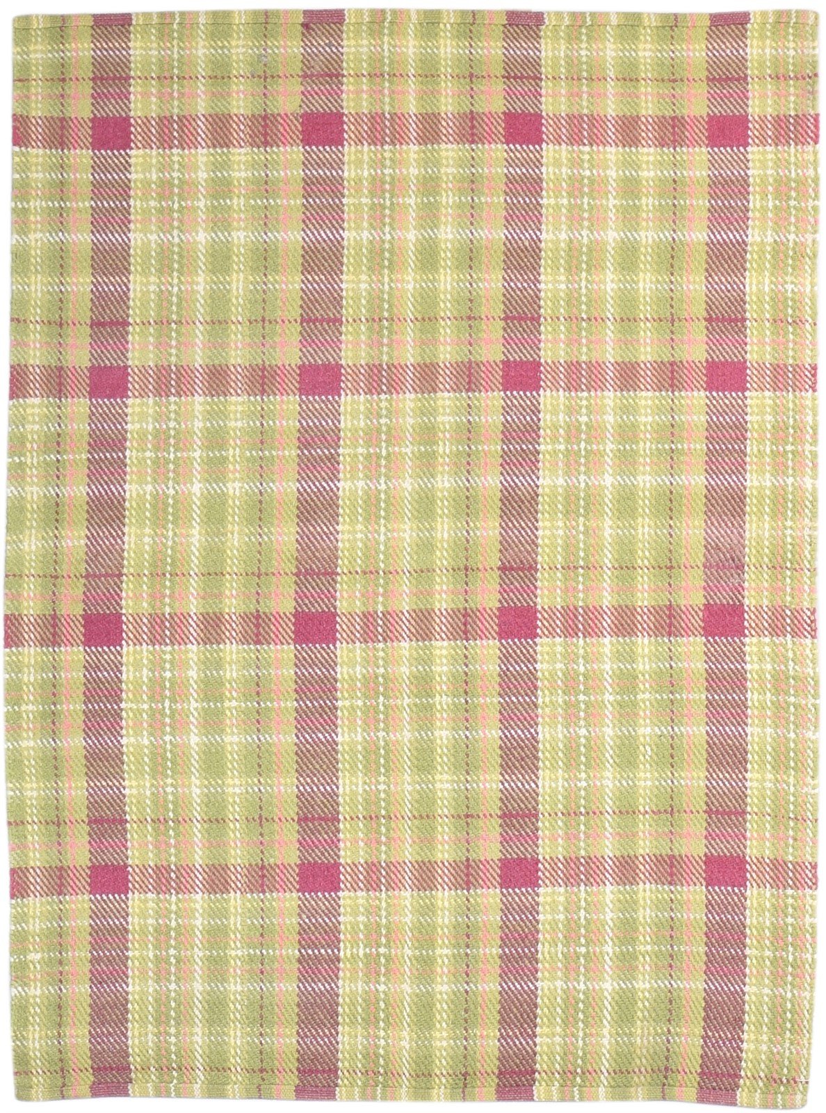 Green Wool Rug 4' X 6' Modern Dhurrie Scandinavian Plaids Room Size Carpet 7865192480917