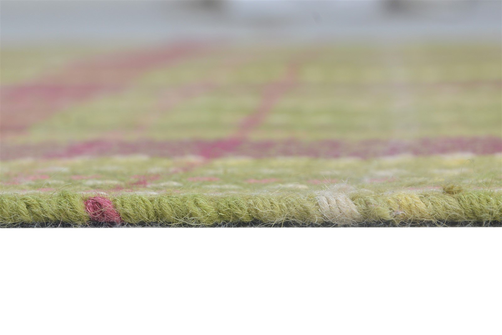 Green Wool Rug 4' X 6' Modern Dhurrie Scandinavian Plaids Room Size Carpet 7865192480917