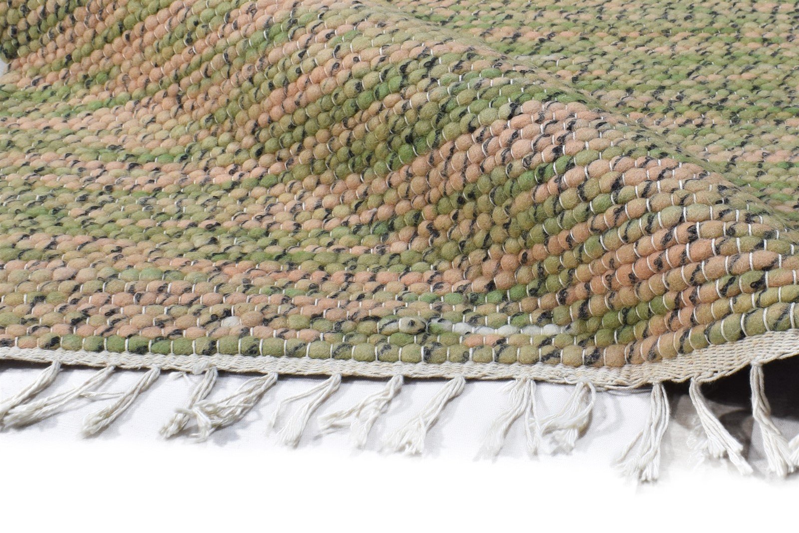 Green Wool Rug 5' X 5' Modern Hand Woven Scandinavian Solid Room Size Carpet 7865006653589