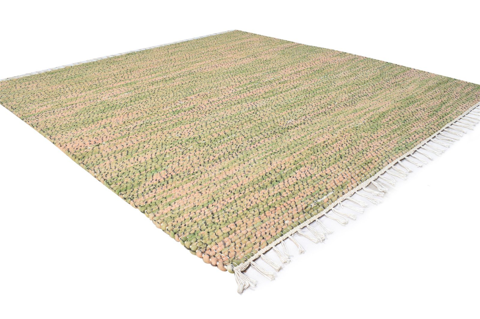 Green Wool Rug 5' X 5' Modern Hand Woven Scandinavian Solid Room Size Carpet 7865006653589