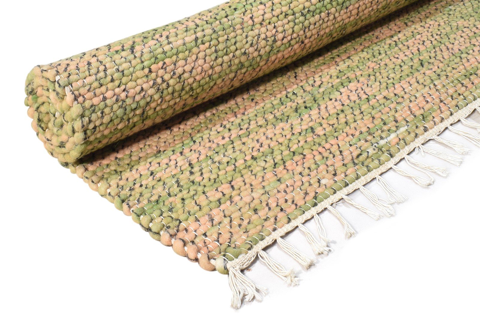 Green Wool Rug 5' X 5' Modern Hand Woven Scandinavian Solid Room Size Carpet 7865006653589